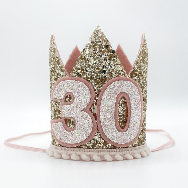 30th Birthday Crown | 30th Birthday party Hat GOLD milestone | 30th Birthday | Gift for her | Friends keepsake gift  Turning 30 | Flirty 30