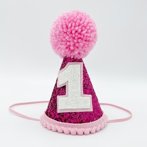 1st birthday Party Hat 3rd birthday 4th birthday girls party hats pink birthday outfit Pink Birthday smash cake photo image 1