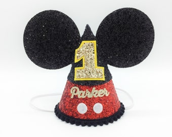 Mickey Mouse Birthday Hat | Disney Birthday party hat | Cake Smash | Mickey Ears  | Mickey Mouse ears | 1st Birthday | Disney party hat