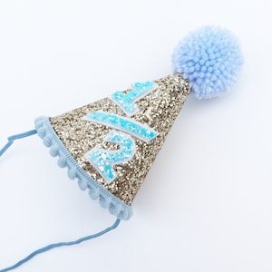 Halber Geburtstagshut | 6 Monate Geburtstagsmütze blau | Halbgeburtstagsmütze | Jungen Geburtstagsmütze | Cake Smash Prop |  Baby Junge Geschenk | neues Baby