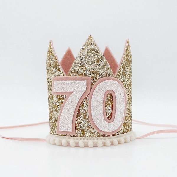 70th Birthday Crown | 70th Birthday Hat GOLD | 70th Birthday | Mums 70th | gifts for Nans 70th |  Party crown customise in any number |