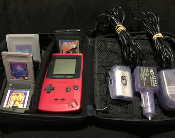 Strawberry Gameboy Color Bundle with Games & Accessories