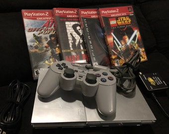 Silver Playstation 2 Slim Greatest Hits Bundle