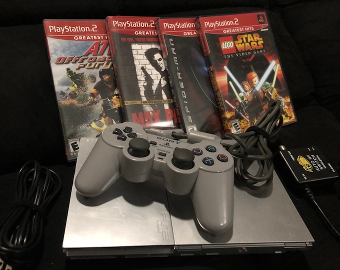 Silver Playstation 2 Slim Greatest Hits Bundle