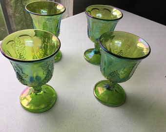 Harvest Grape Green Carnival Glass