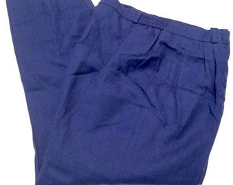 Avoca Womens Blue Wool Pants Button Front Pockets Elastic Waist Size XL Vintage