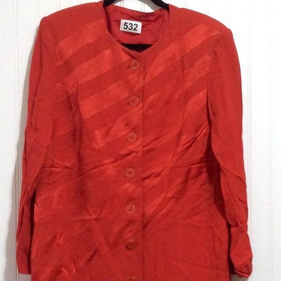 LOUIS FERAUD Red Sheath Lined Dress Long Sleeve S… - image 2