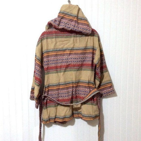 VTG Sears Southwest Print Hooded Belted Jacket Me… - image 2