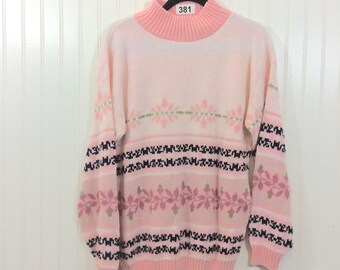 Clifton Place Women's Cozy Winter Pastel Vintage Sweater Large Made In USA