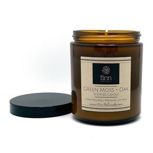 Hand Poured Premium GREEN MOSS + OAK Scented Soy Candle 9 oz