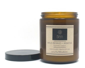 Hand Poured Premium WILD BERRIES & MIMOSA Scented Soy Candle ~ 9 oz