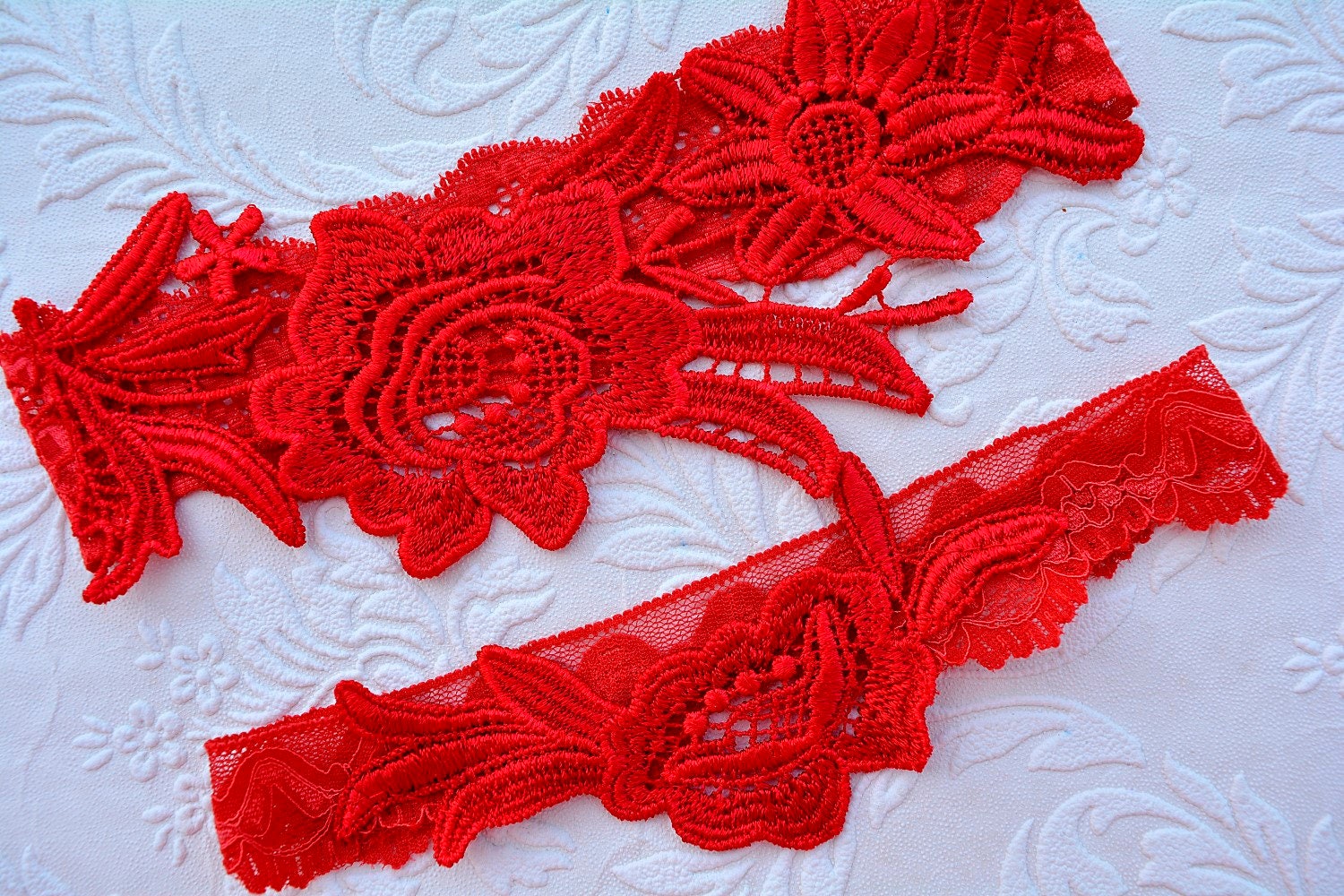 Red Garter Set for Wedding Garter Red Wedding Garter Set Etsy