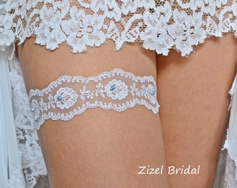 1 White Wedding Single Garter Toss Bridal Garter Keep Wedding Garter, Blue Pearl Garter Wedding Clothing, White Garter Brides Something Blue