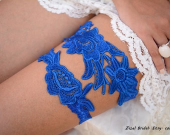 Royal Blue Wedding Garter Set Belt Blue, Wedding Garter Set Something Blue, Handmade Garter Royal Blue Lace Bridal Gifts, Garter For Wedding