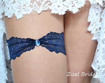 Wedding Garter Blue Brides Navy Accessories, Wedding Garte Navy Blue, Bridal Dark Blue Garter, Lace Something BlueToss Garter Blue lace Gift