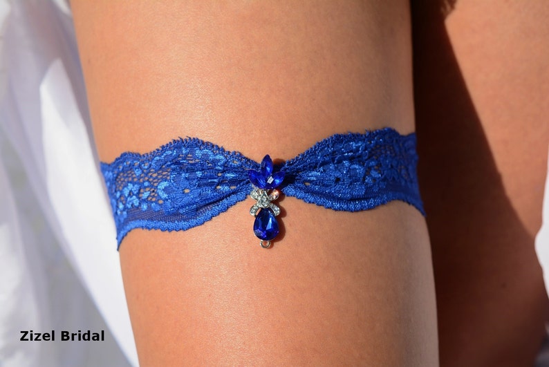 Royal Blue Wedding Garters Sets Wedding Garter Set Rhinestone Garters Something Blue Bride Gift Blue Lace Bridal Garter Blue Garter Set