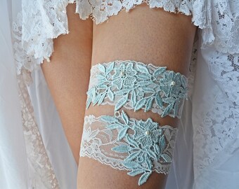 Light Blue Lace Wedding Garter, Garter  White Blue, Brridal Garter Set Lace Wedding Garter, Bridal Garter, Garter for Wedding Bohemian Gift