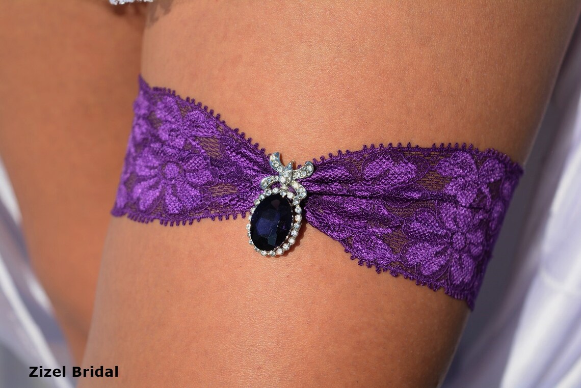 Wedding Garter Set Garter Purple Lace Wedding Garter Belt for Etsy