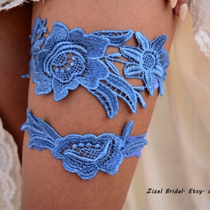 Navy Blue Wedding Garter Set Lace, Wedding Garters Sets Something Blue Garter, Blue Bridal Garter set Navy Blue, Navy Blue Lingerie Wedding image 3