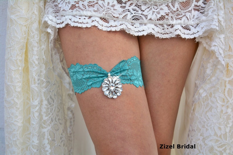 Green Personalized Wedding Garters Set Bridal Garter Belt Etsy