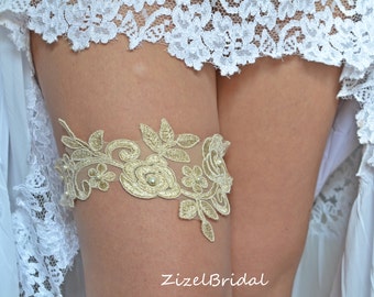 Gold Wedding Garter Set Lace Bridal Garter, Wedding Garter Set Pearl Garter, Wedding Clothing Gold Lace Garter, Rustic Garter Elegant Garter