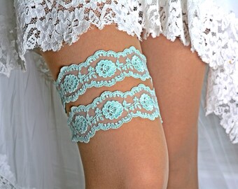 Mint Lace Wedding Lingerie Garter Set Belt, Bridal Gerters Mint, Wedding Clothing, Lace Garter Belt, Bridal Gift Garter, Green Toss Garters