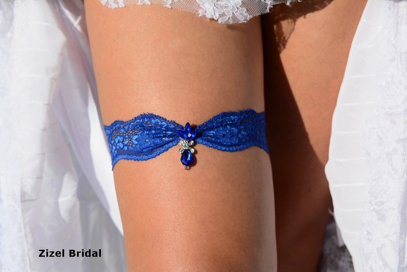 Royal Blue Wedding Garters Sets Wedding Garter Set Rhinestone Garters Something Blue Bride Gift Blue Lace Bridal Garter Blue Garter Set
