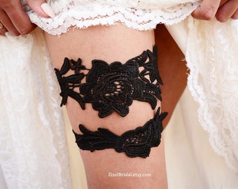 Black Lace Sexy Wedding Garter Set For Bride, Bridal Black Clothing Lingerie Garter set Belt For Wedding, Black Lace Plus Size Garter Bridal