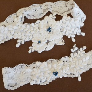 Stretch Lace Wedding Garter Set Ivory, Garters, Wedding Garter Set, Bridal Garters Ivory, Cotton Lace Garter, White Garter, Wedding Garters image 10