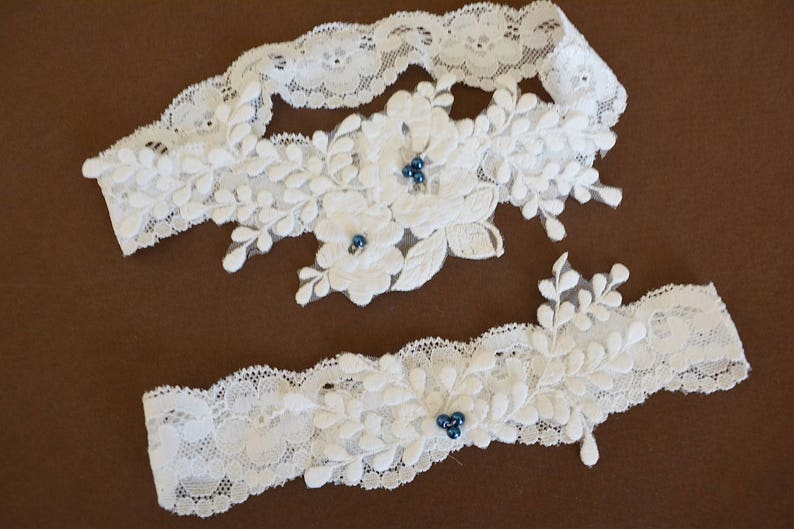 Stretch Lace Wedding Garter Set Ivory, Garters, Wedding Garter Set, Bridal Garters Ivory, Cotton Lace Garter, White Garter, Wedding Garters image 10