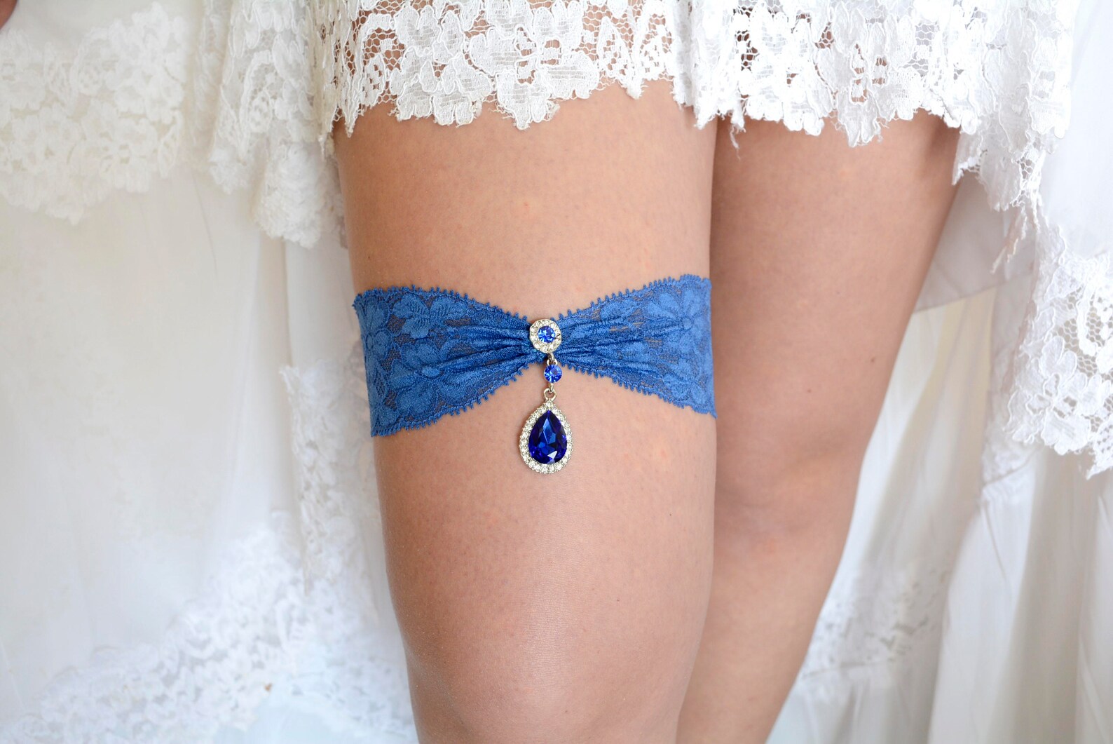Wedding Garter Set Belt Lace Navy Blue Garter, Lace Garter Navy
