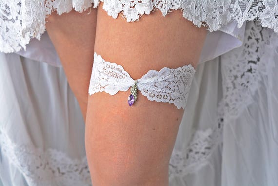 Purple White Wedding Lingerie Garter Set For Brides Etsy