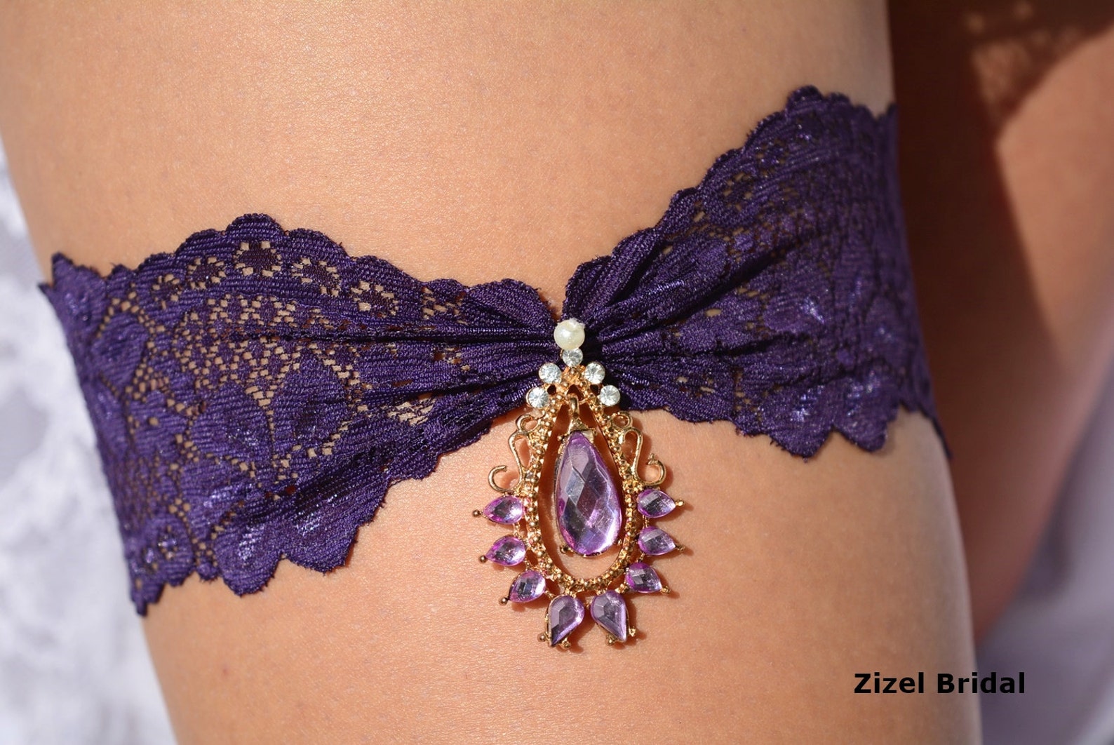 Wedding Garter Purple Lace For Brides Bridal Lace Garte