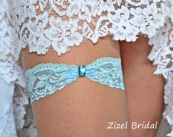 1 Wedding Garter Aqua Blue Lace Bride Toss Bridal Rhinestone Garter Blue Lace Soft Flower Aqua Garter Something Blue Keep Lace Garter Prom