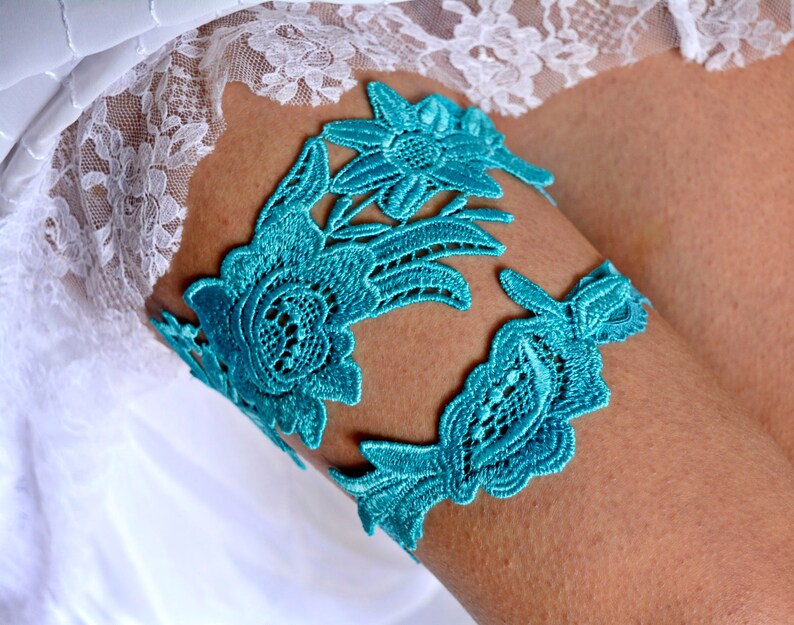 Wedding Garter Set Blue Pale Teal Garter Wedding Garter