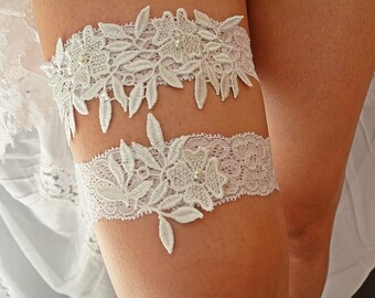 White Garter Set Soft Stetch Lace Garter For Wedding, White Toss Keep Lace Garter White, White For Bride Wedding, Garter Set White Bridal