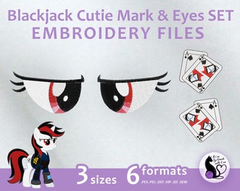 Blackjack Cutie Mark & Eyes Embroidery Design (Digital Files)