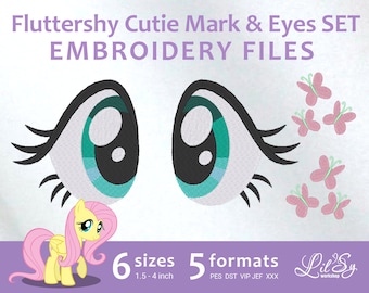 Fluttershy Cutie Mark & Eyes SET - Embroidery Machine Design