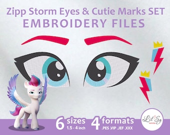 Zipp Eyes and Cutie Marks SET - Embroidery Machine Design