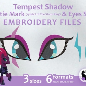 SALE! Tempest Shadow Cutie Mark & Eyes SET - Embroidery Machine Design