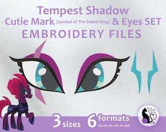 Tempest Shadow Embroidery Design - Cutie Mark & Eyes (Digital Files)