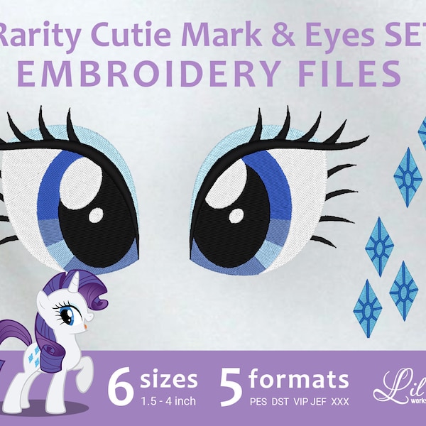 Rarity Cutie Mark & Eyes SET - Embroidery Machine Design