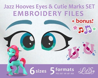 Jazz Hooves Eyes and Cutie Marks SET - Embroidery Machine Design
