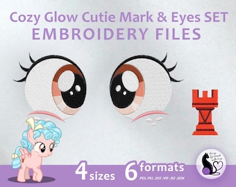 Cozy Glow Cutie Mark & Eyes SET - Embroidery Machine Design