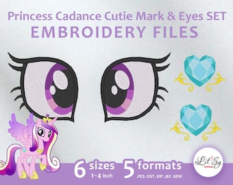 Princess Cadance Cutie Mark & Eyes SET - Embroidery Machine Design