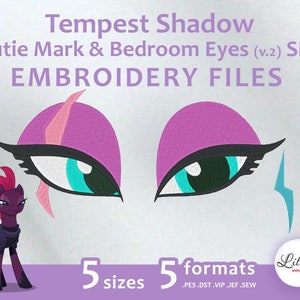 Tempest Shadow Cutie Mark & Bedroom Eyes (v. 2) SET - Embroidery Machine Design