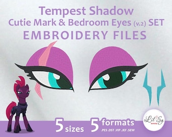 Tempest Shadow Cutie Mark & Bedroom Eyes (v. 2) SET - Embroidery Machine Design