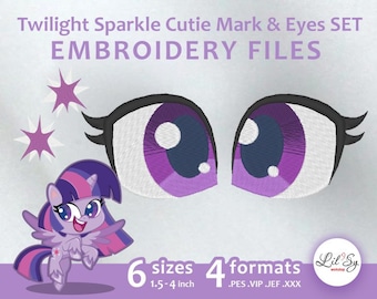 Twilight Sparkle Life Cutie Mark & Eyes SET - Embroidery Machine Design