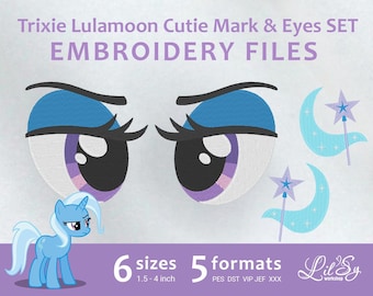 Trixie Lulamoon Cutie Mark & Eyes SET - Embroidery Machine Design