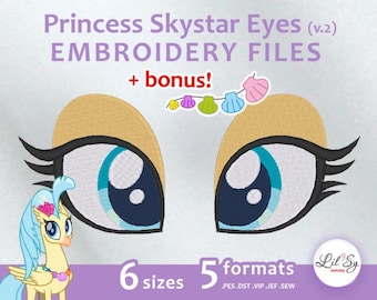 Princess Skystar Eyes v2 + shells - Embroidery Machine Design